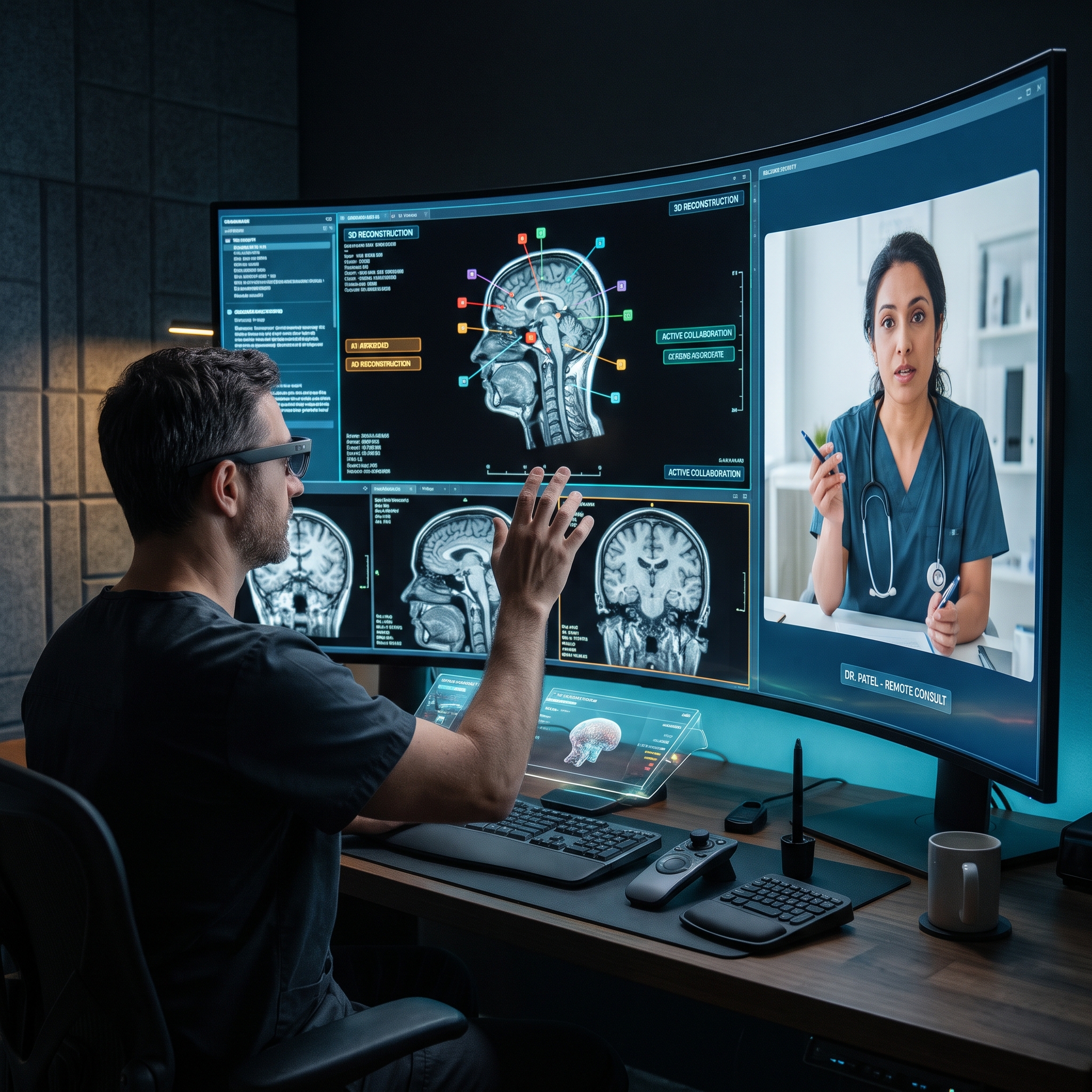Square image placeholder for a CyberRIS radiology workstation photograph